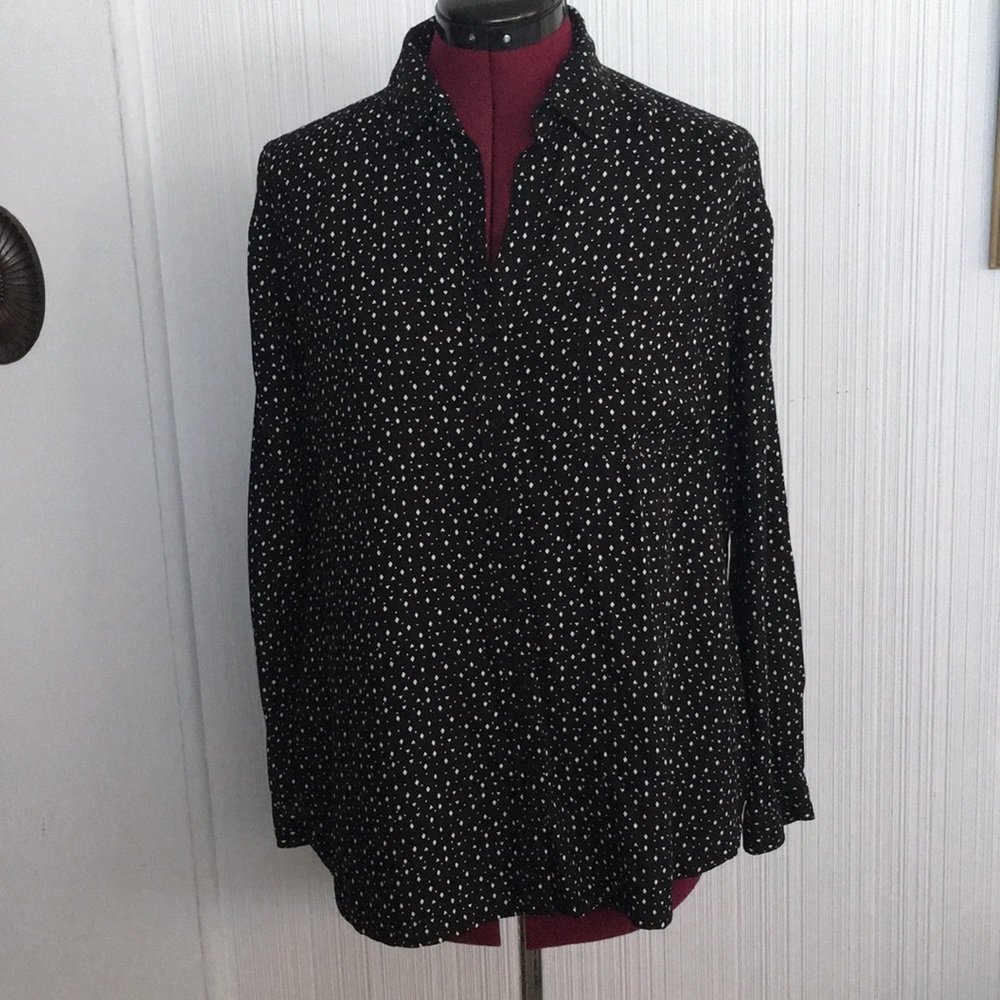 Beach Lunch Lounge Black & White Blouse Sz M